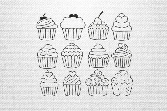 Cupcake Outline Embroidery Design Set Review