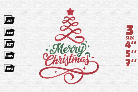 Elegant Merry Christmas with Swirl Tree Embroidery Review