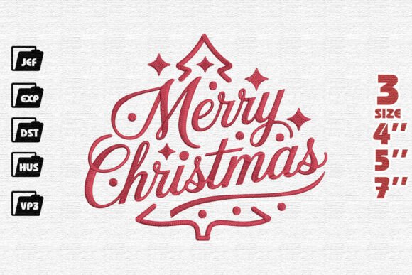 Festive Merry Christmas Typography Tree Embroidery Review