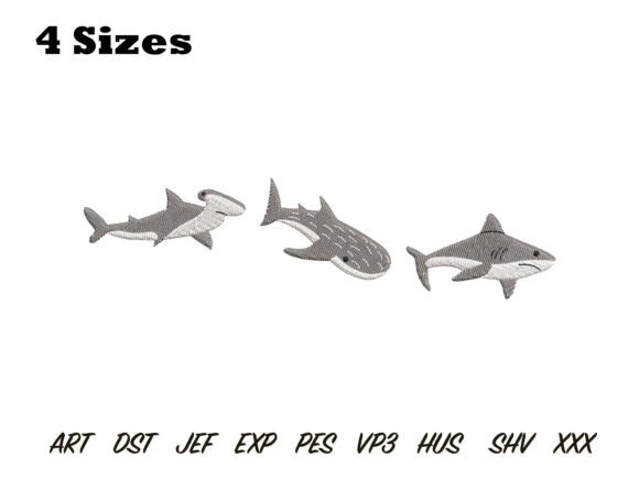 Trio Shark Embroidery Design Review for Apparel